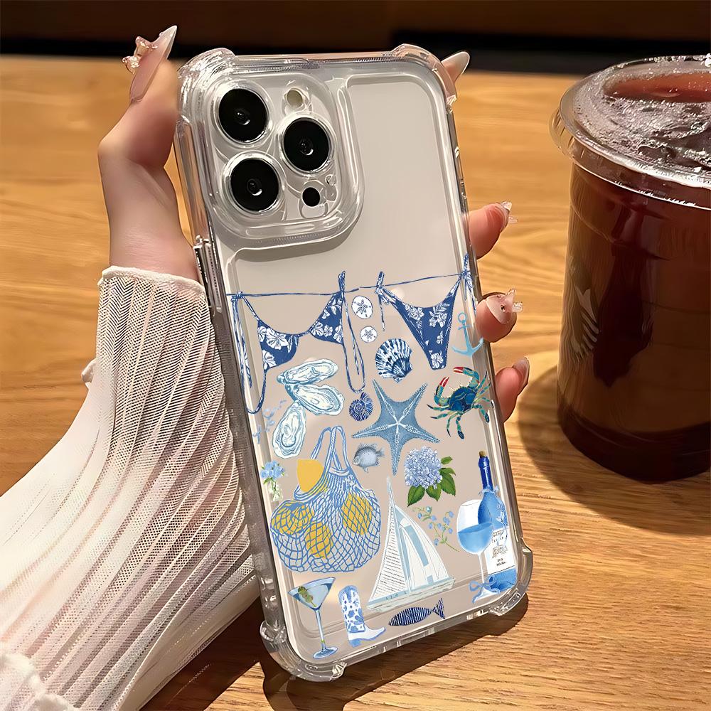 

Seaside Scenery Wine Lemon Anti Fall Clear Phone Case For Xiaomi Redmi 14C 13C 12C K50 K40 Note 14 13 12 11 10 9S Pro Plus 4G 5G Redmi Note 10 4G