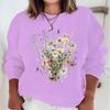 New Flower Hoodies Women Floral Oil Painting Y2K Sudaderas Long Sleeve Round Neck Vintage Boho Wild Flower Woman Sweatshirts