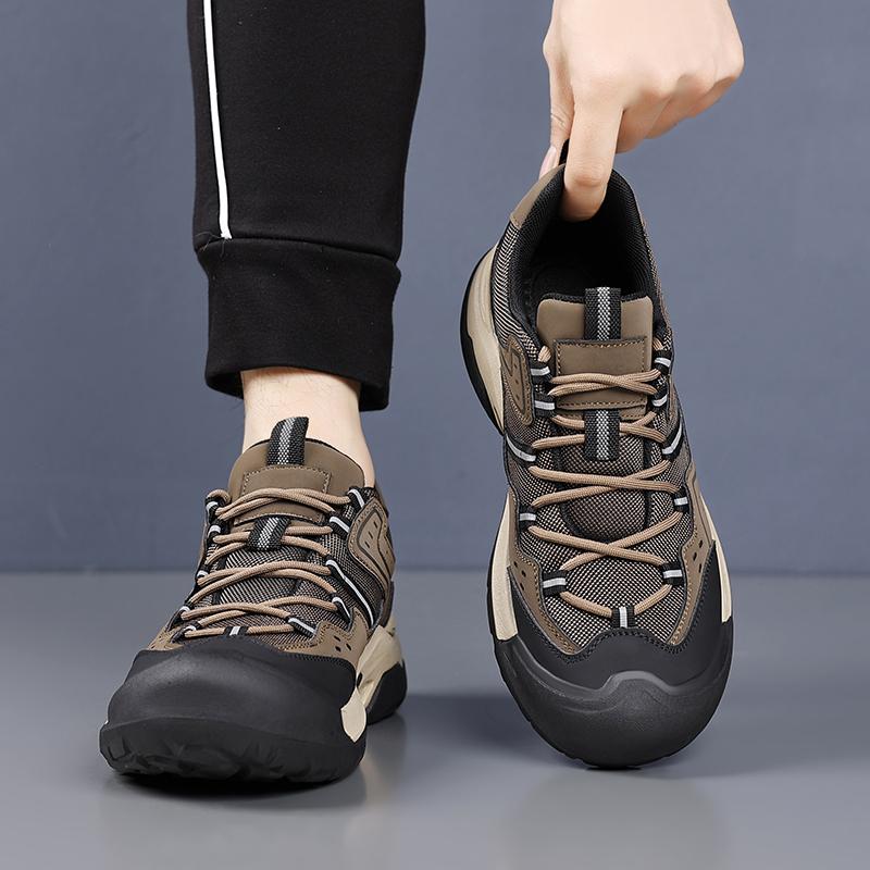 Outdoor Male Flats Man Treking Footwear Version Men Casual Leather Shoes Non-Slip Walking Shoes Comfortable Men's Work Shoes