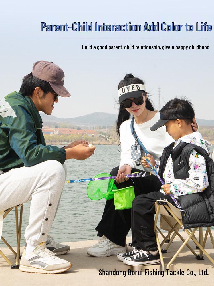 Mini Children's Fishing Rod Set with Hooks – Pocket-Sized Shrimp Rod for Kids