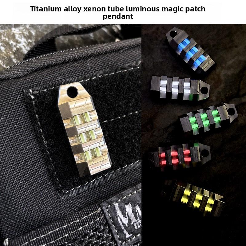 Self-luminous Titanium Alloy Tritium Tube Luminous Velcro Morale Badge Keychain Tritium Gas Pendant Necklace Pendant Car Sticker