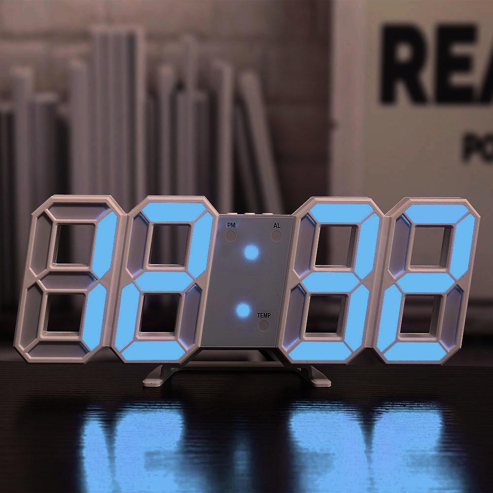 3D LED Digital Clock with Alarm, Calendar, and Thermometer for Living Room Wall
