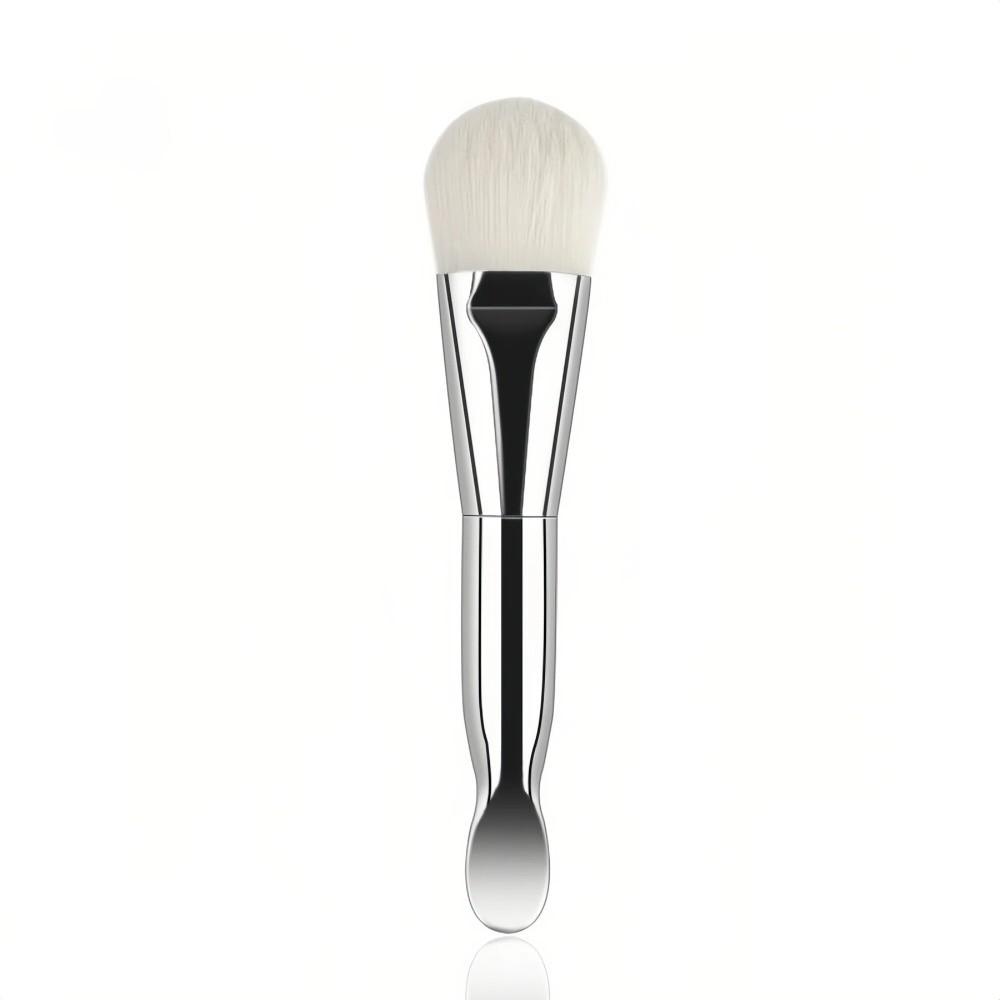 Chrome Handle Silicone Face Mask Brush Soft Hair Foundation Applicator  Skincare Products