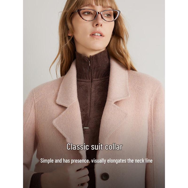 ELLE Women's 100% Lamb Wool Double-Faced Coat