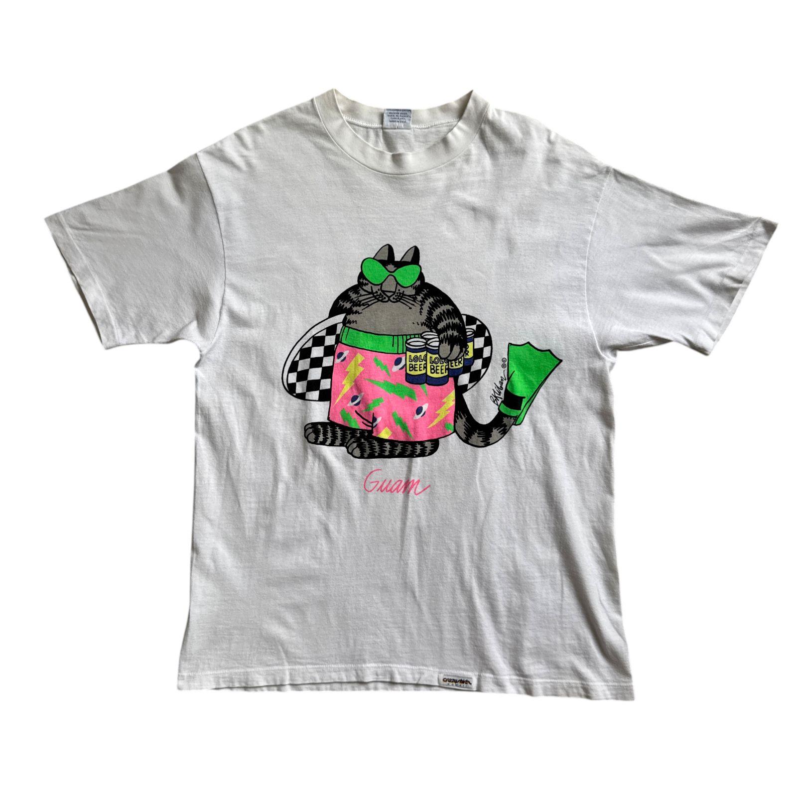 Used 90s~ Crazy Shirts B.Kliban Kliban Cat Guam T-shirt M size Guam Souvenir Hawaii Crazy Shirt Art Souvenir Checker Surf Vintage Vintage