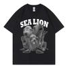 Grappig Zeeleeuwen Meme T-shirt Unisex Dames Mode Vintage Korte Mouw T-shirts Hoge Kwaliteit Katoen Oversized T-shirts Streetwear
