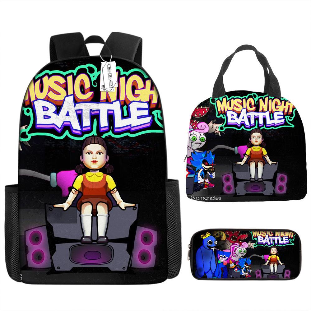 Rainbow Friends School Bag Rainbow Friends Backpack Three-piece Set for Elementary School Students Large Capacity Cartoon Computer Bag