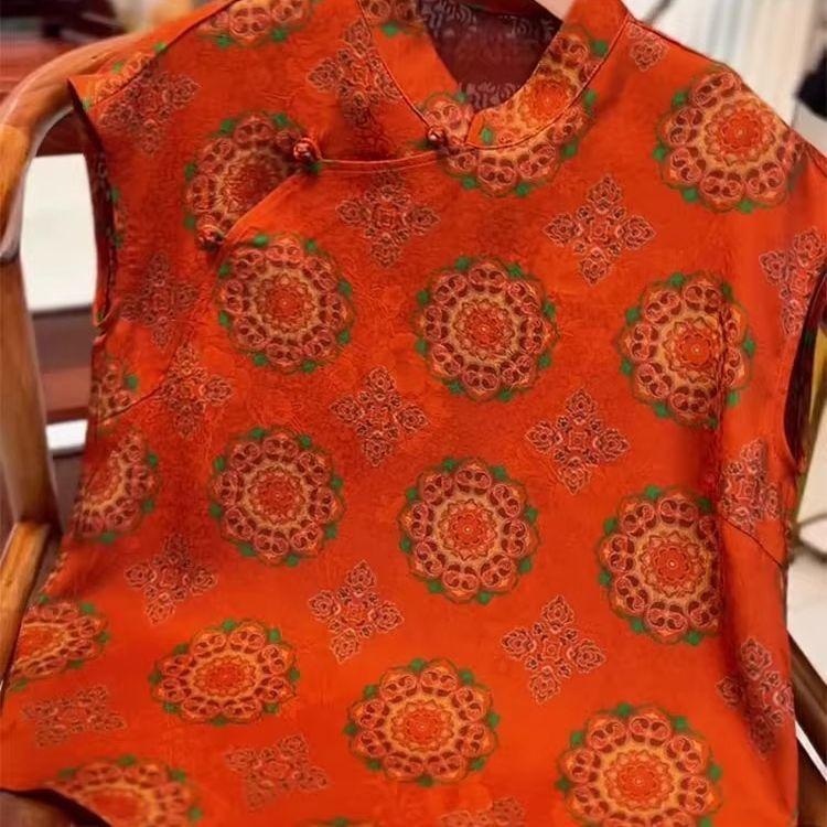 

Luxury fashion generous orange shirt women s 2025 summer new high-end improved high-end T-shirt M [Recommended within 50kg]