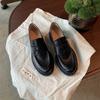 Small Leather Shoes Women's Retro British Style Single Shoes Leather Single Shoes Thick Heel Loafers Autumn and Winter New Models Explosion