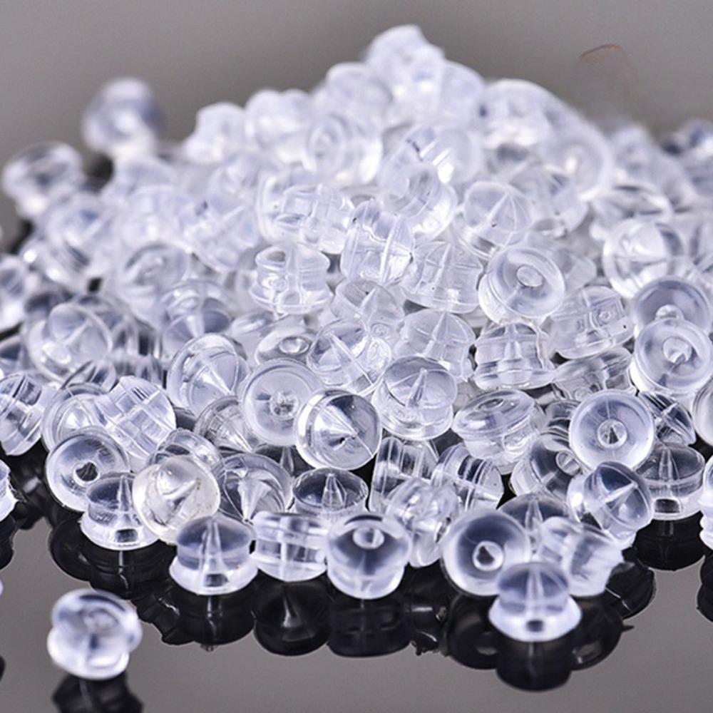 100pcs Transparent Silicone Anti-slip Ear Plug Stud Earrings Back-buckle Cap for Jewelry Making Earrings DIY Accessory Wholesale