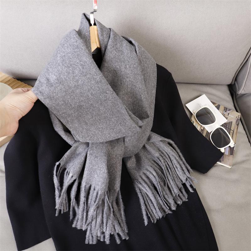 Große Größe 70*190cm Luxuriöser Winter Warmer Damen Schal Unifarben Kaschmir Lange Schals Dickes Halstuch Hijab Wickeltücher Quasten Pashmina