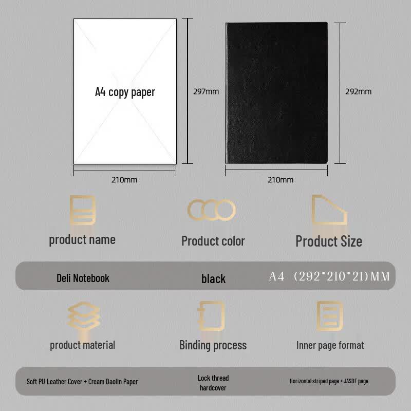Deli Business A4 Leather Notebook