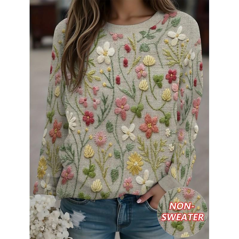 Womens Round Neck Pullover Sweatshirt With 3D Christmas Tree Print Casual Comfort Fit 2025