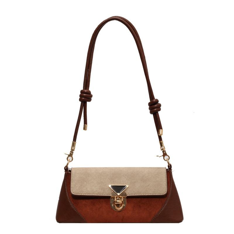New autumn and winter retro fashion contrasting color small square bag niche simple commuter shoulder bag