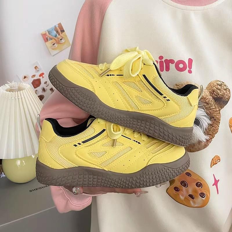 Dexun double mesh shoes ugly cute autumn new chic breathable sports Forrest Gump little white shoes flat bottom round head women's shoes
