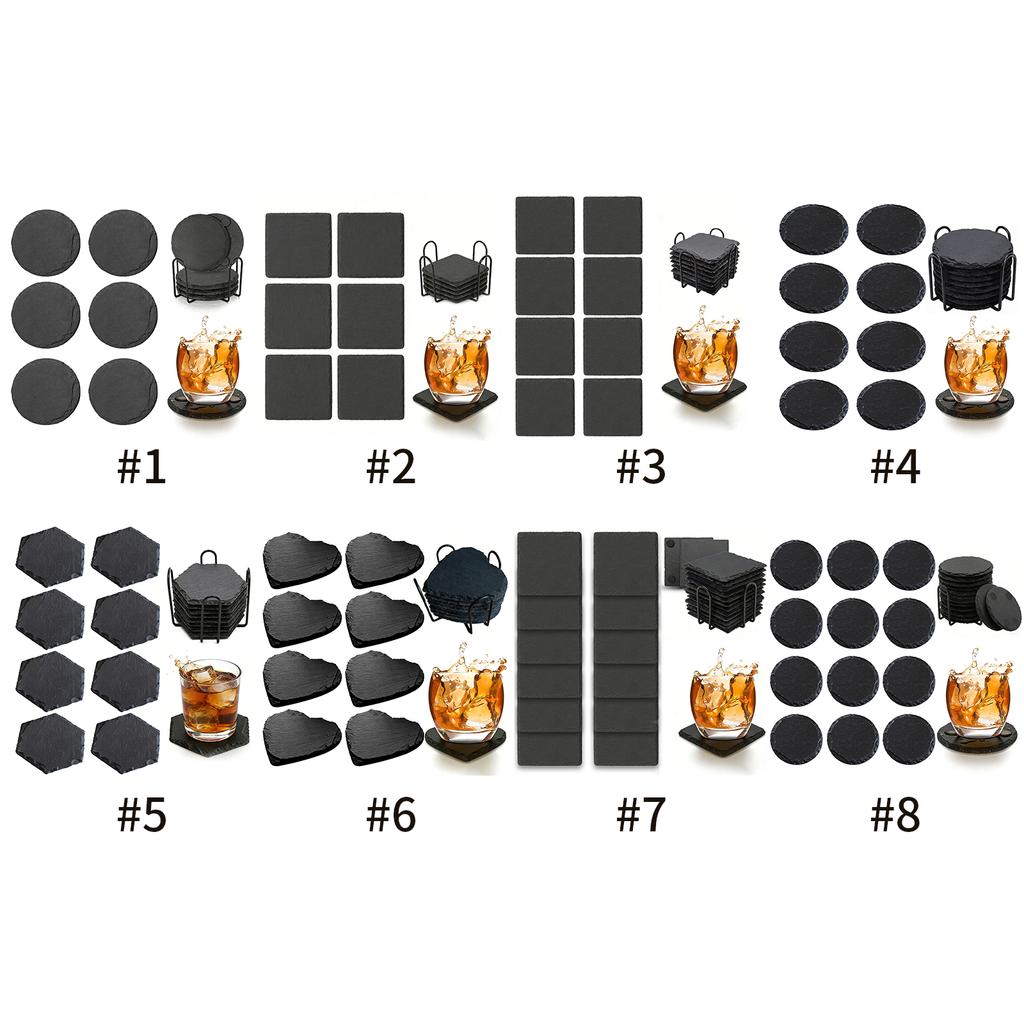 4-Inch Square Slate Drink Coasters Set with Anti-Scratch Bottom Blank Rock Coasters for Drink Coffee Bar Kitchen Home Decor