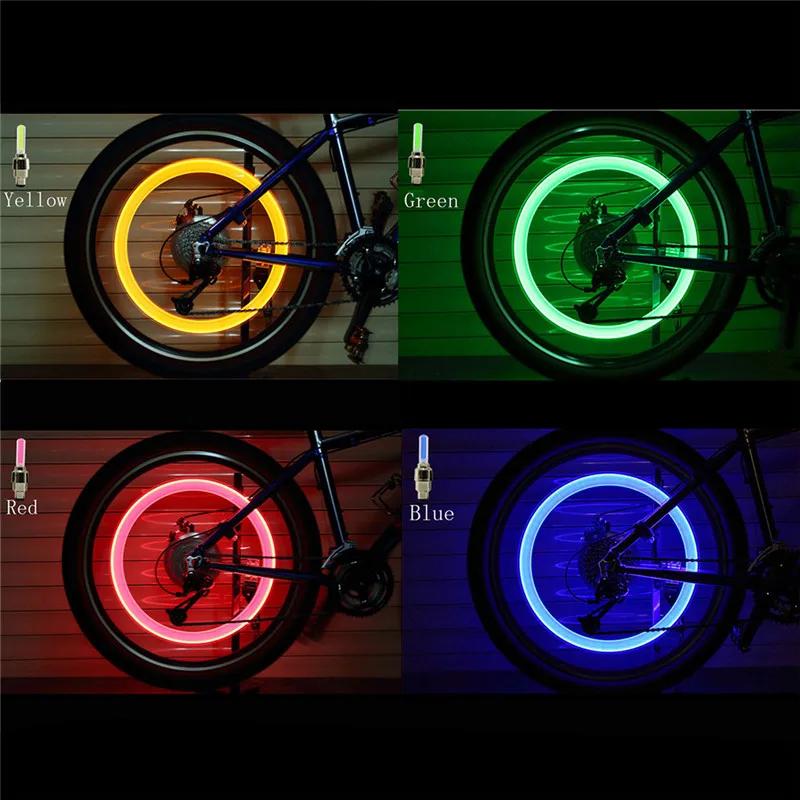 2/4Pcs Neon Motorcycle Tire Lights Bike LED Light Tire Valve Cap Flashlight Wheel Spoke Lightweight Car Motorcycle Accessories