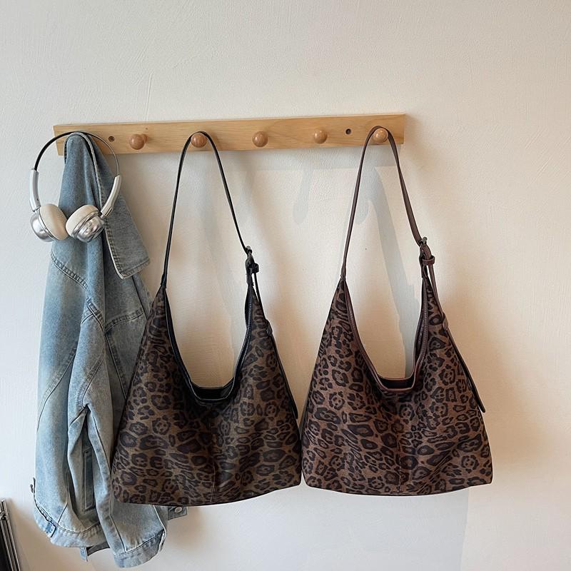 Damen Umhängetasche mit Leopardenmuster - Große Kapazität, vielseitig, strukturierte Schultertasche für Arbeit und Pendeln