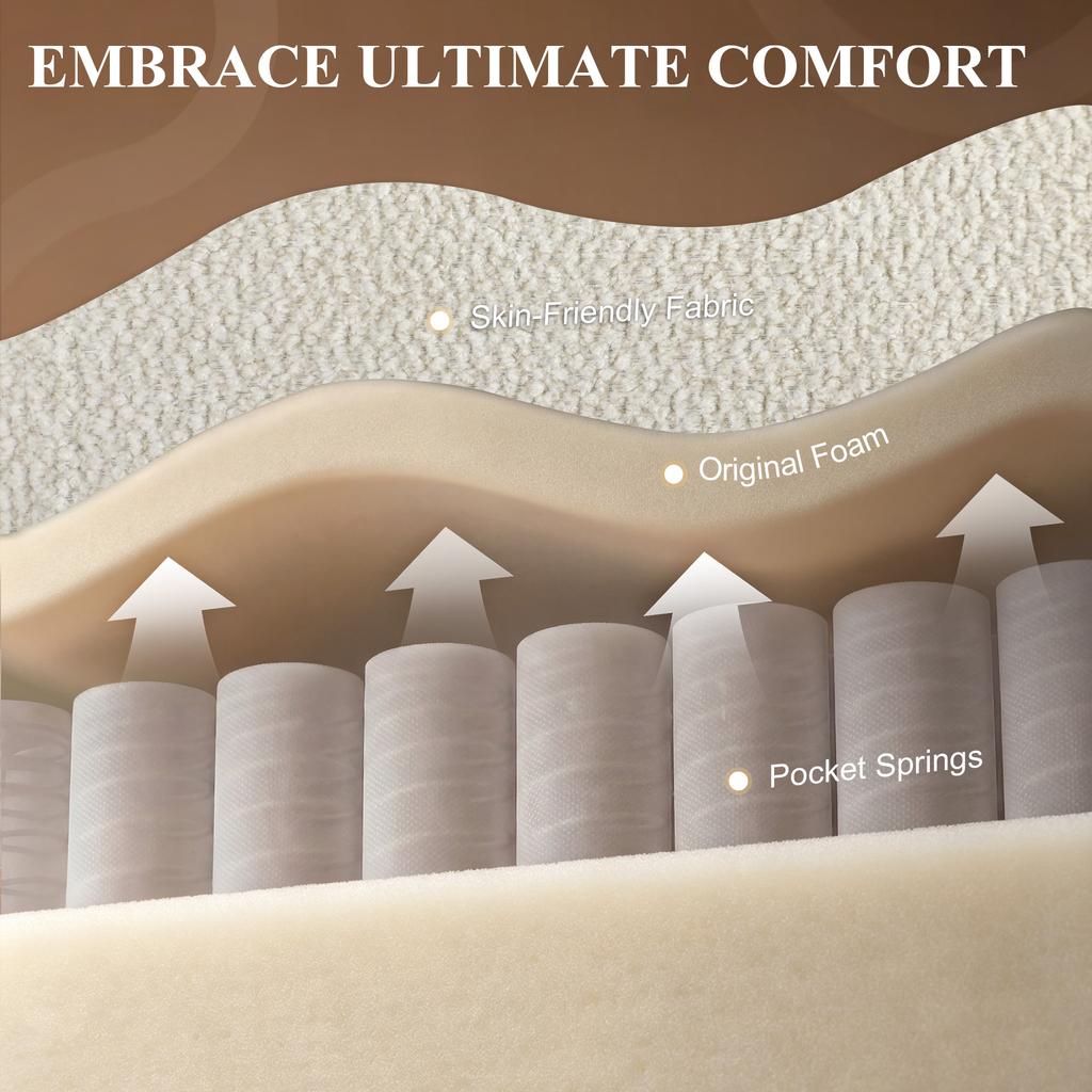 Power Recliner Armchair Massage Heat High Back Chair Cream White