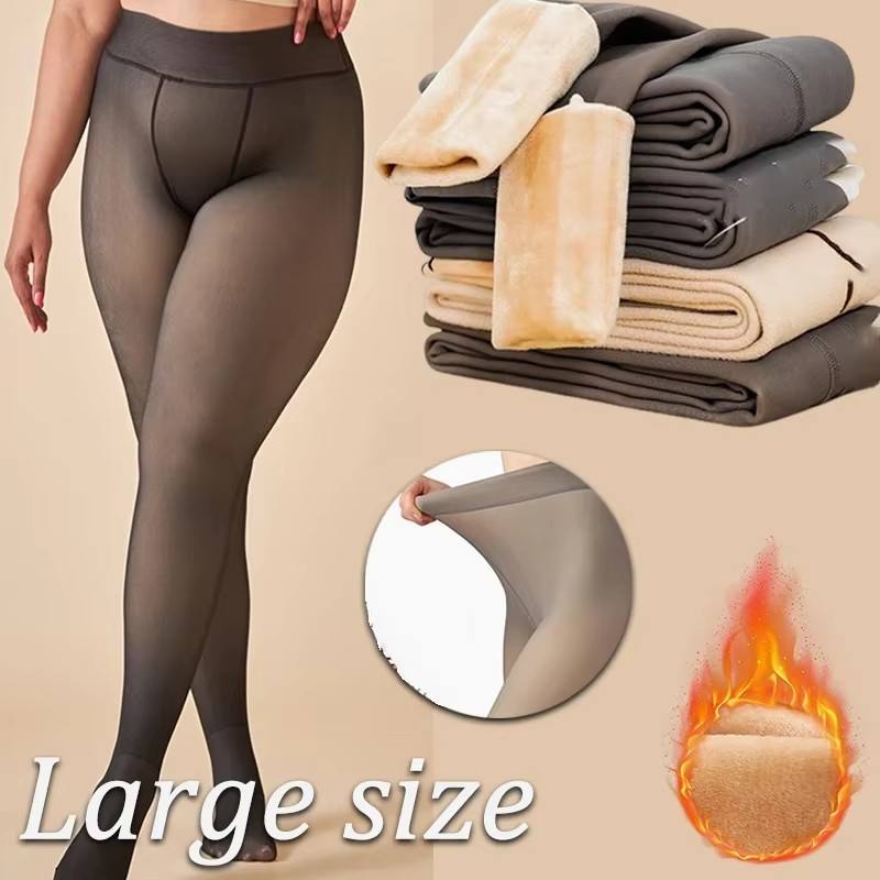 Verdickte Thermoleggings Damen Winter Fleece Samt Thermo Strumpfhose Hohe Taille Elastisch Sexy Durchscheinende Strumpfhose
