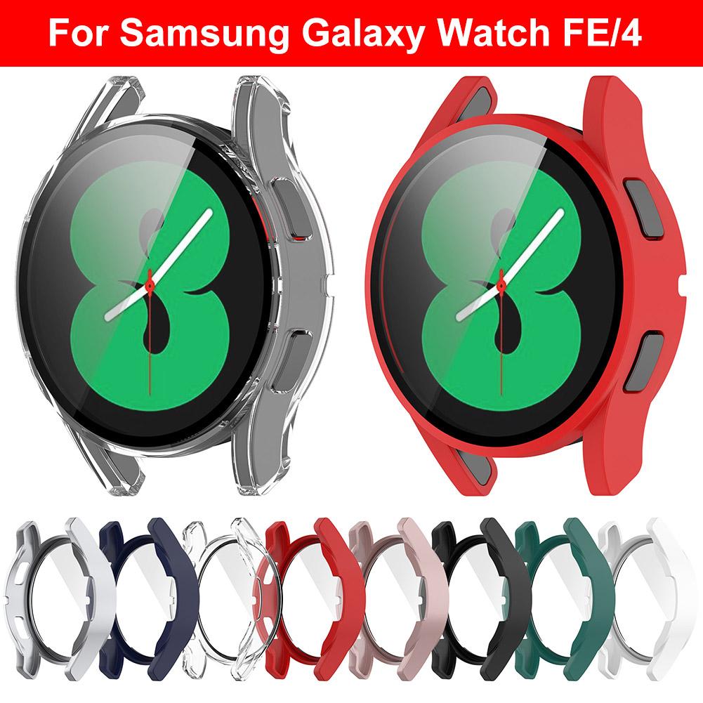 PC Watch Case Protection Frame with Tempered Glass Anti-Scratch Full Coverage Frame for Samsung Galaxy Watch FE/4 40mm