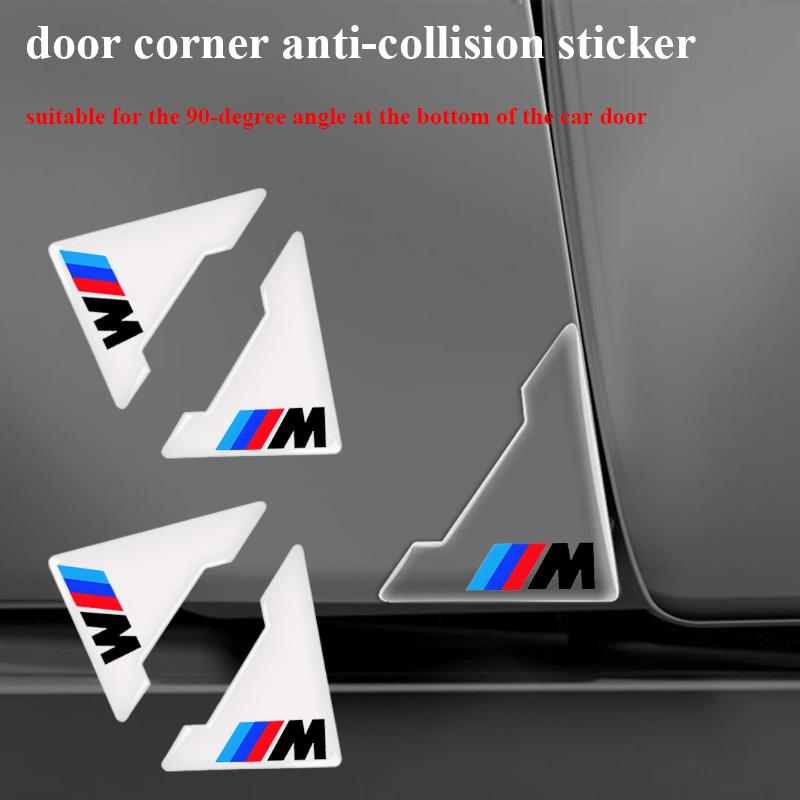 QSC24 4Pcs Car Door Corner Cover Bumper Crash Protection Stickers For BMW M5 M4 M3 F20 F40 F22 F30 E90 F32 F10 F06 F07 F46 E60 Z4 G20