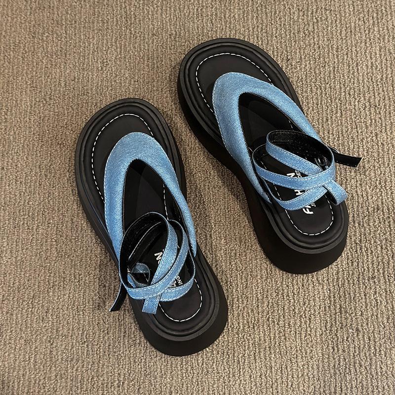 Temperament Fashionable Black Roman Sandals Women's 2025 New Summer French Platform Outer Wear Heightening Fairy Shoes