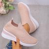 Women's Slip-On Crystal Sneakers Breathable Knitted Plus Size 36-43Casual Wedge Running Shoes Women Comfort Sports Walking Shoes