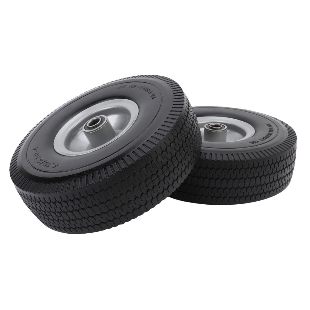 2PCS 10 Inch Solid Rubber Tire 4.10 3.50 4 In Anti Explosion Tire Solid Replacement Tires with 5 8 Inch Bearings 2.2in