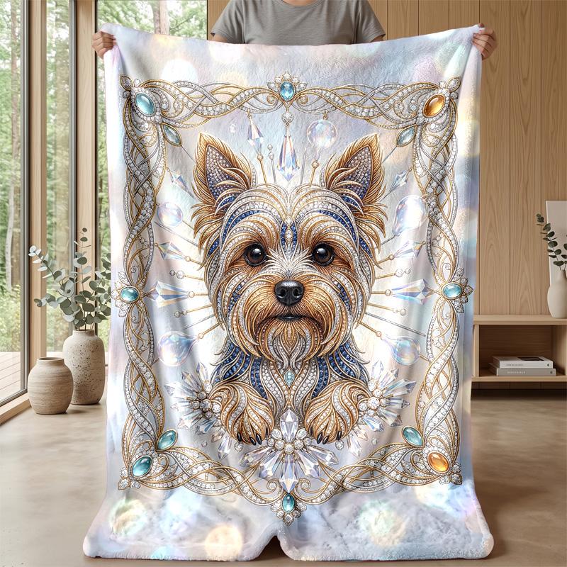 Glamorous Pug Portraits Theme Blanket Lightweight Warm Flannel Blanket Decorative Throw Blanket for Home Decoration