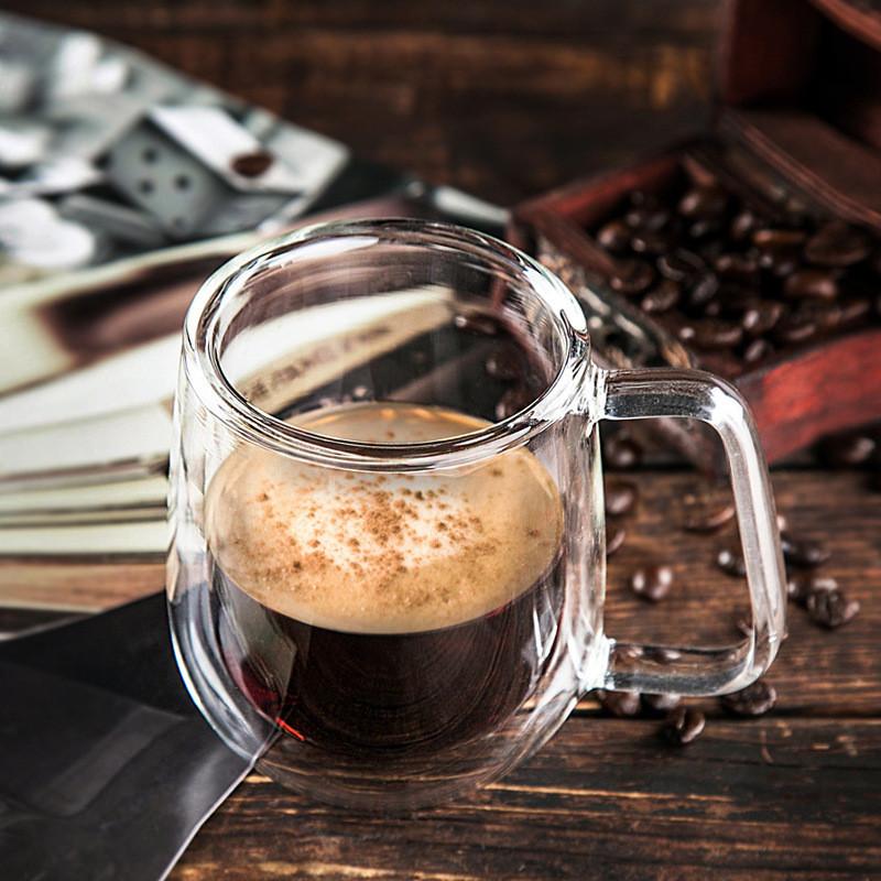 250ml Heat-resistant Double Wall Glass Coffee Mugs With Handle Lemon Tea Milk Cup Water Mug Copo Caneca Criativa
