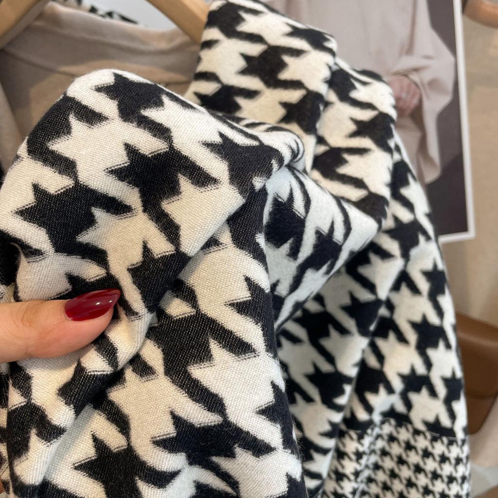 Swing And Winter Bird Grid Scarf Women'S Style Imitation Cashmere Scarf Thickened Air-Conditioned Room Warm Shawl Cape