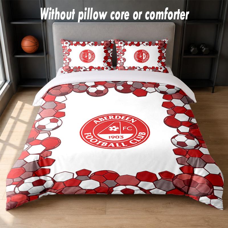 Set Biancheria da Letto Design Aberdeen FC 1 Copripiumino + 2 Federe Morbido Traspirante Biancheria da Letto per la Casa