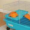 Small Animal Cage with Wheels, Bottle Feeder, Hay Dispenser for Rabbits and Guinea Pigs, 89x44x43 Cm, Blue