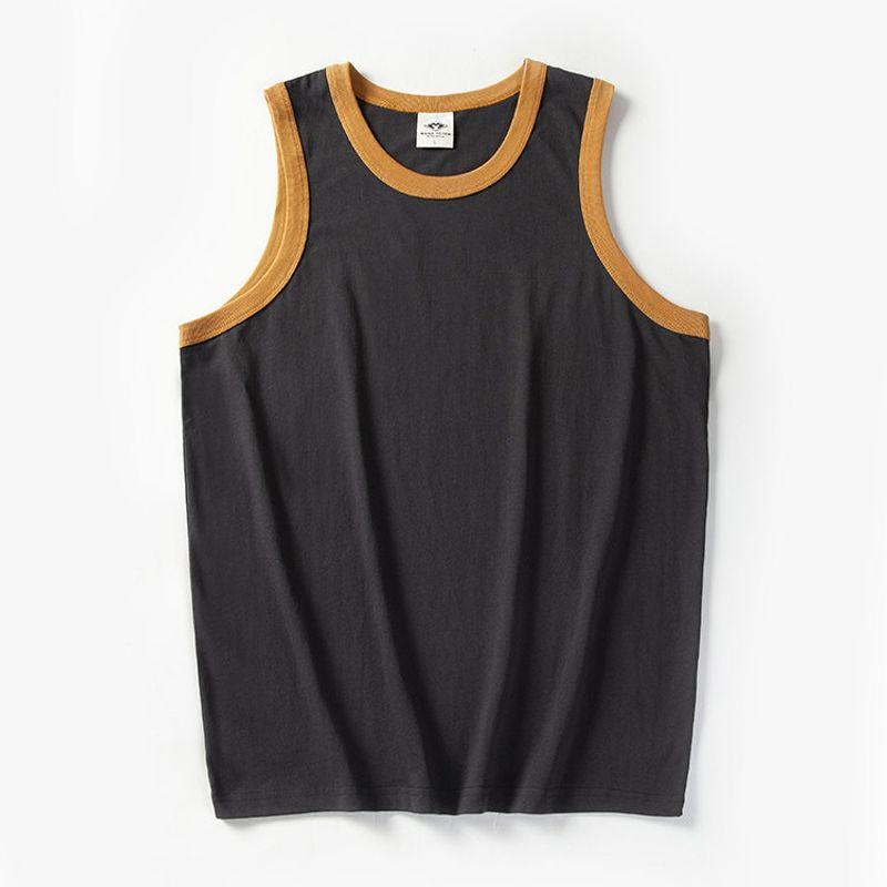 American-Style Fitness Tank Top for Men, Cotton Workout Vest for Summer, Foreign Trade Men's Basketball Sleeveless T-Shirt