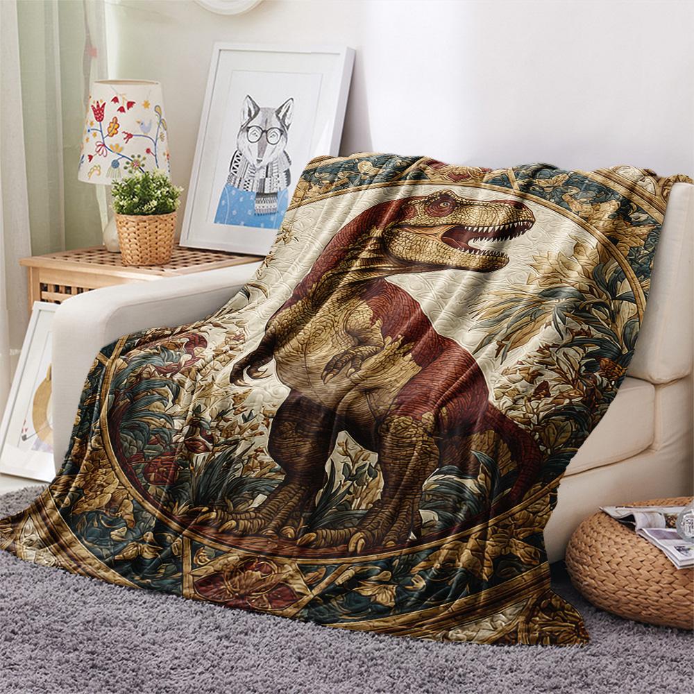 Dinosaur Print Flannel Blanket, High quality Comfortable for All Seasons, Home Decor, Warmth and Comfort, Perfect for Christmas Gifts