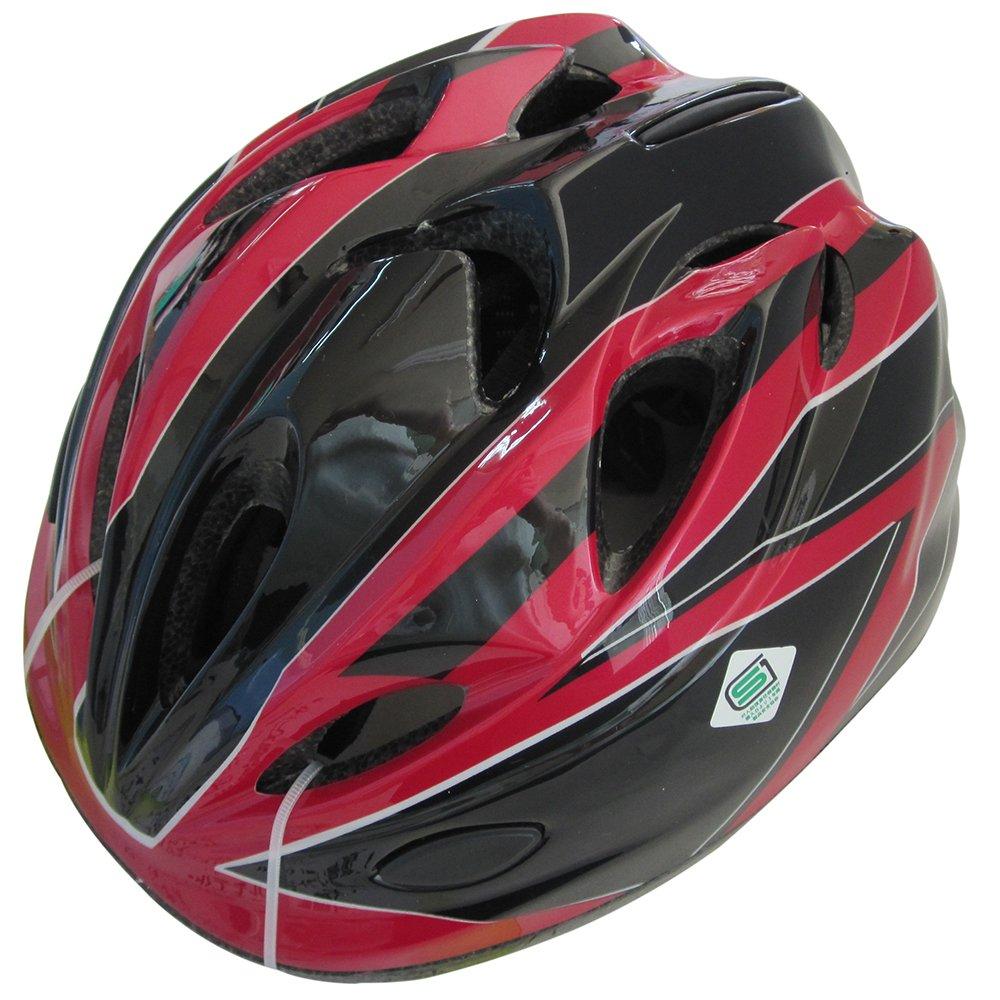 SAGISAKA Junior Bicycle Helmet for Standard Model Size Children, 88737, Black/Red, M, 52-56cm