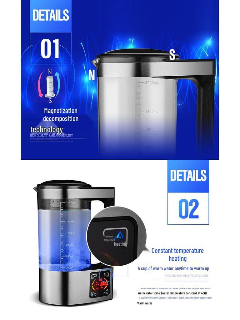 Japan V8 Hydrogen-Rich Kettle: High-Concentration Micro-Electrolysis Hydrogen Alkaline Water Generator