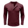 Mens Long Sleeve Crew Neck Fitted Casual Solid Henley T Shirt Top