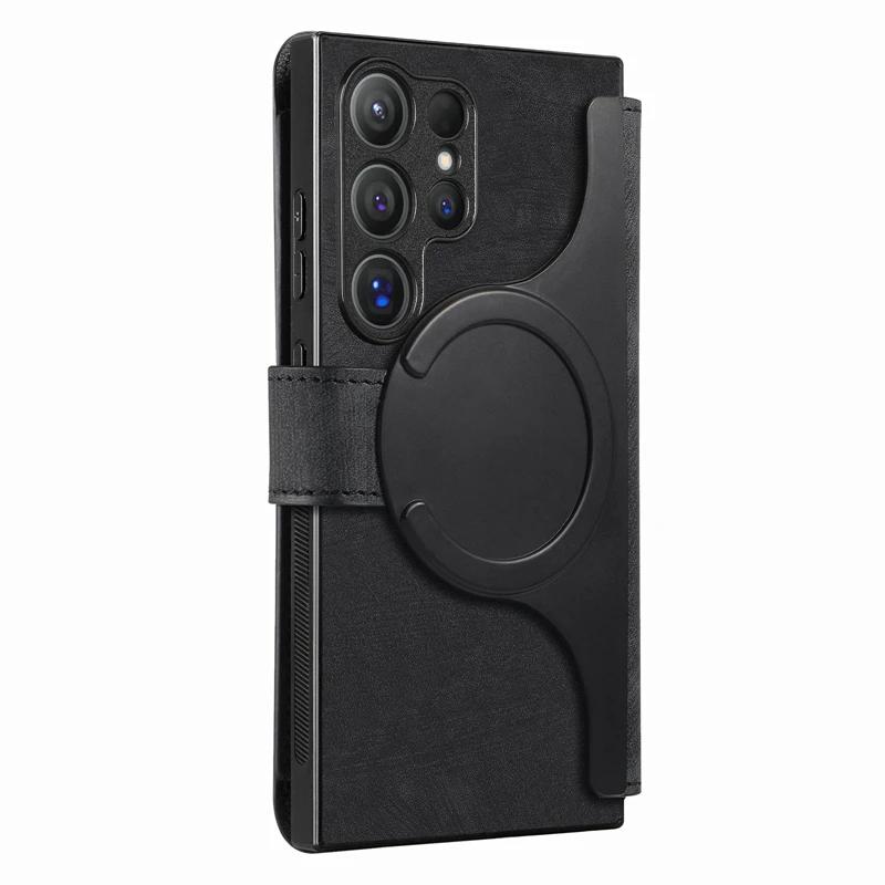 

Роскошный кошелек с отделением для карт, магнитный чехол Magsafe для Samsung Galaxy S24 S23 Ultra S22 Plus S20 S21 Fe, кожаный чехол для Mac Safe For Galaxy S24 Ultra