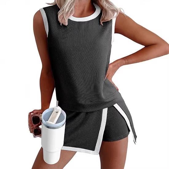 Women's Casual Round Neck Loose T-shirt and Elastic Waist Pants Skirt Set 2026