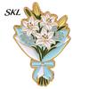 Durable Metal Brooch Zinc Alloy Pin, Colorful Flower Shape Lapel Smooth Polished Edge Edges Enamel Badge for Coats Scarves Canvas Bags Gift