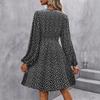 Women's Casual And Fashionable Long Sleeved R-neck Snowflake Print Dress