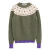 TAO COMME des GARCONS [xINVERALLAN] Green Fair Isle Wool Ribbed Knit Sweater tops M Green x purpleUsed