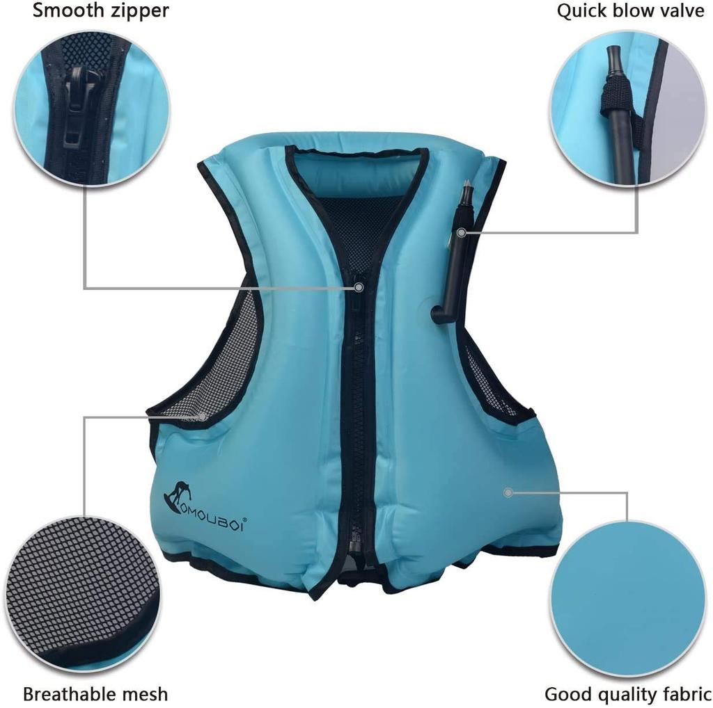 Life Jacket, Floating Vest, Swimming & Snorkeling Jacket, Inflatable Vest, Fishing Life Jacket, Adult Size, Kayak Gear, Life Vest, Manual Inflation, W