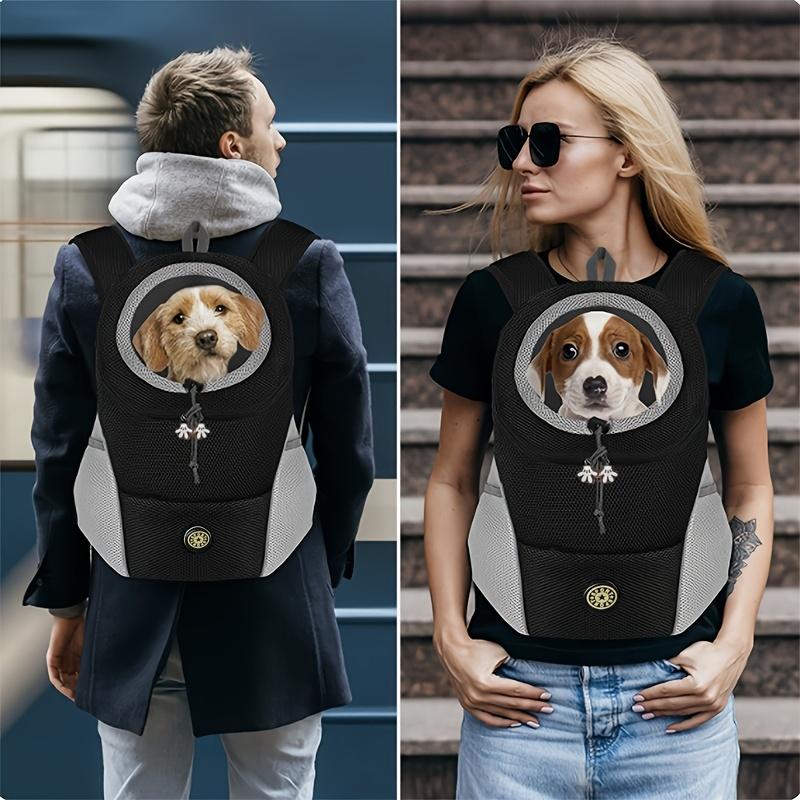 Rucsac Transport Câine Mic, Rucsac Față pentru Câini Mici, Rucsac Respirabil pentru Câini cu Buzunare de Depozitare, Curele Reglabile, Curea de Siguranță