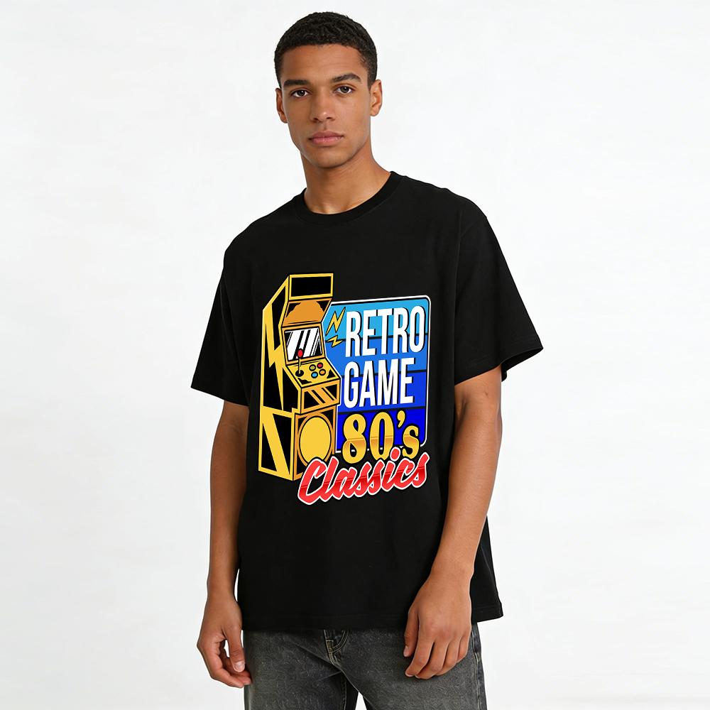 Retro 80s Arcade Classic Game Graphic Casual T-Shirt Pure Cotton T-shirt