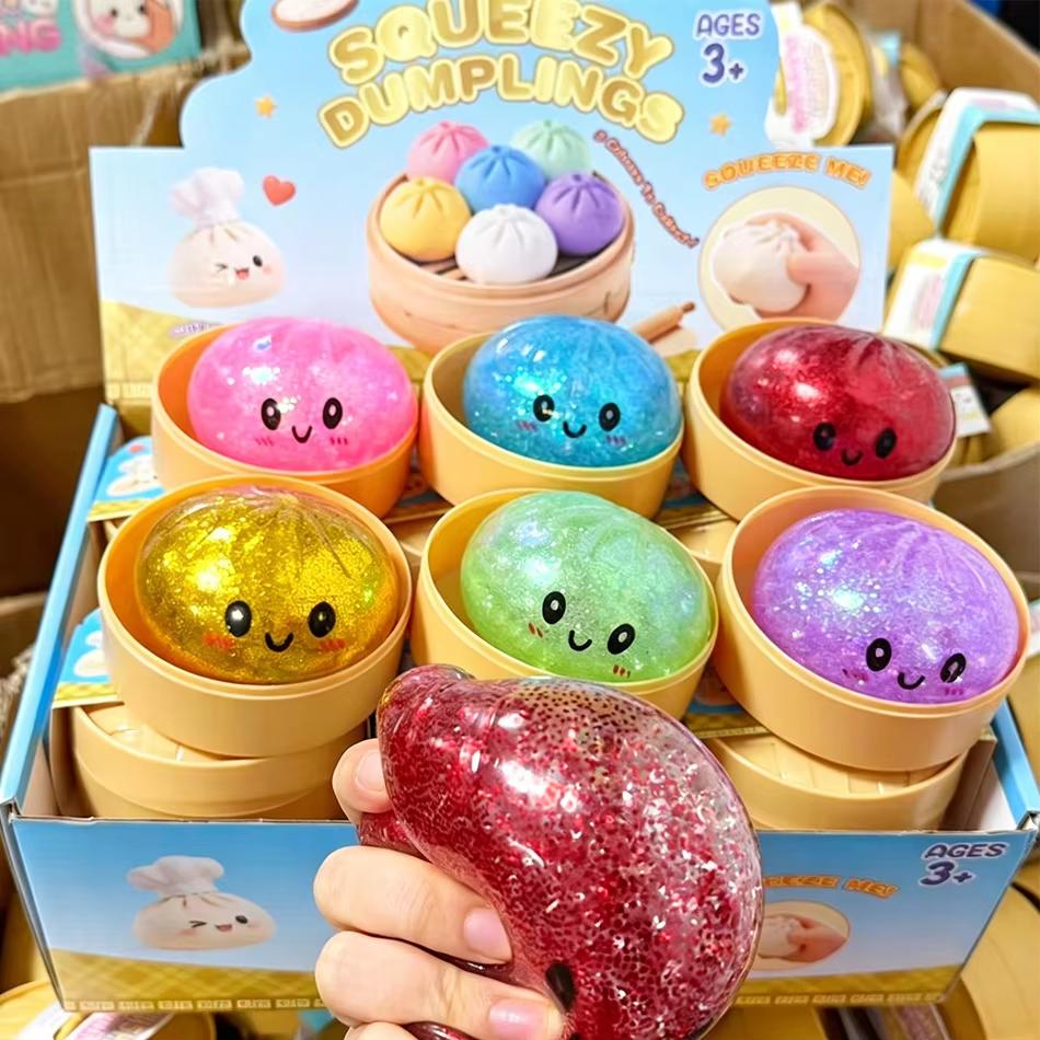 Push Bubble Smile Glitter Dumpling Glitter Dumpling Squishy With Box Dumplings Sensory Squeeze Toy For Stress Relief