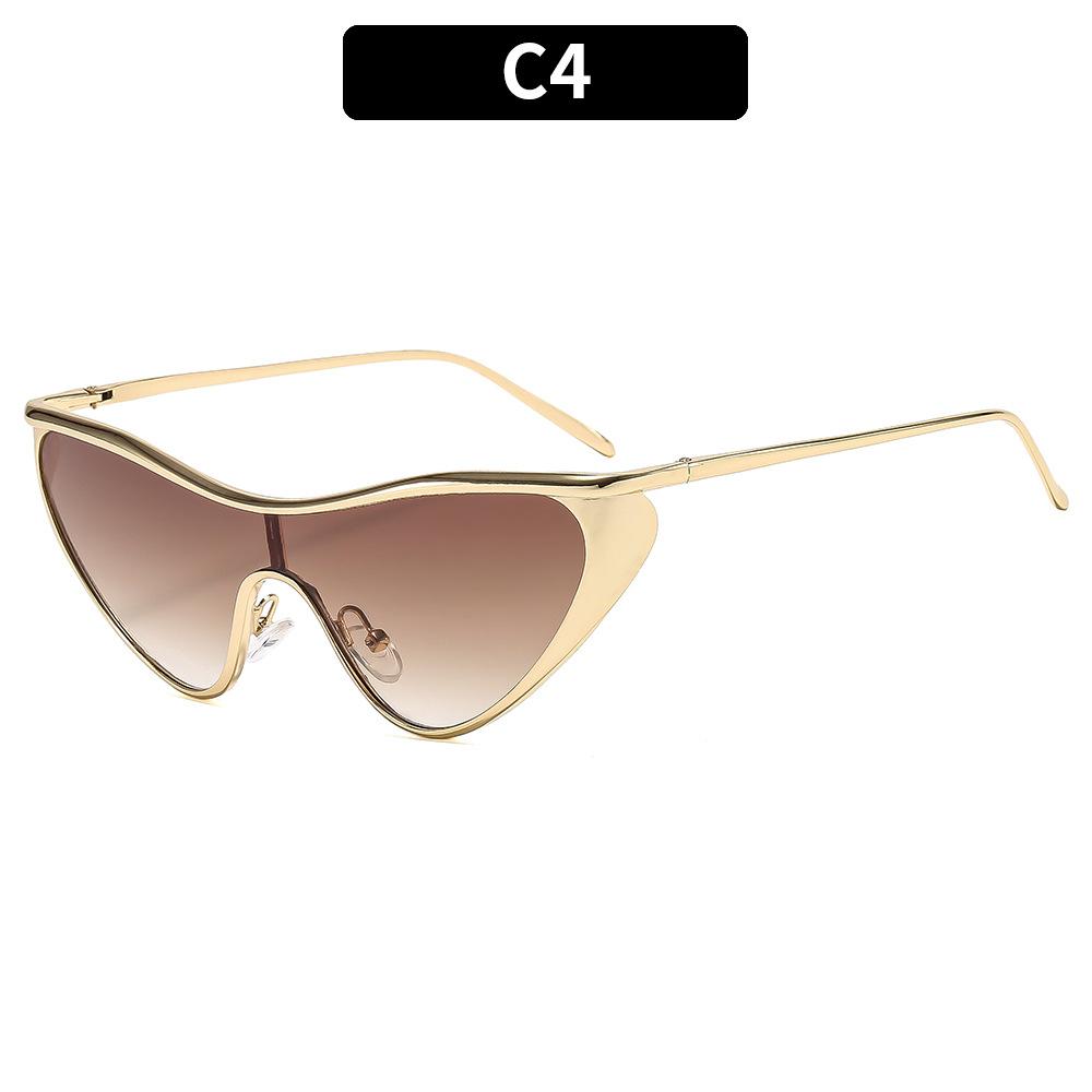 Women's sunglasses, men's and women's fashion metal one-piece cat's eye sunglasses