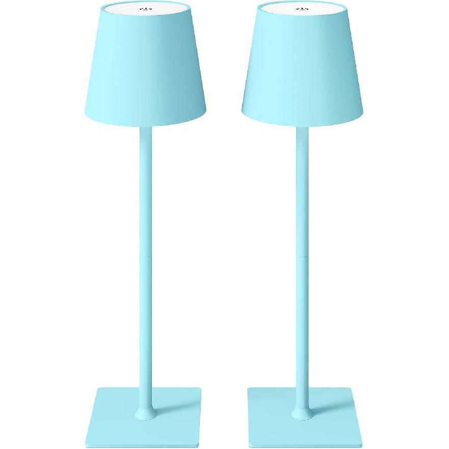 CHLORANTHUS 2 Pack Cordless Table Lamps, 3 Colors Stepless Dimming, 5000mAh Rechargeable Battery LED Desk Lamp for Bedroom/Couple